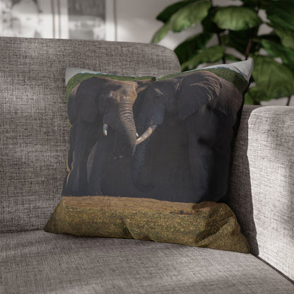 Poly Canvas Pillowcase - Elephant Friends