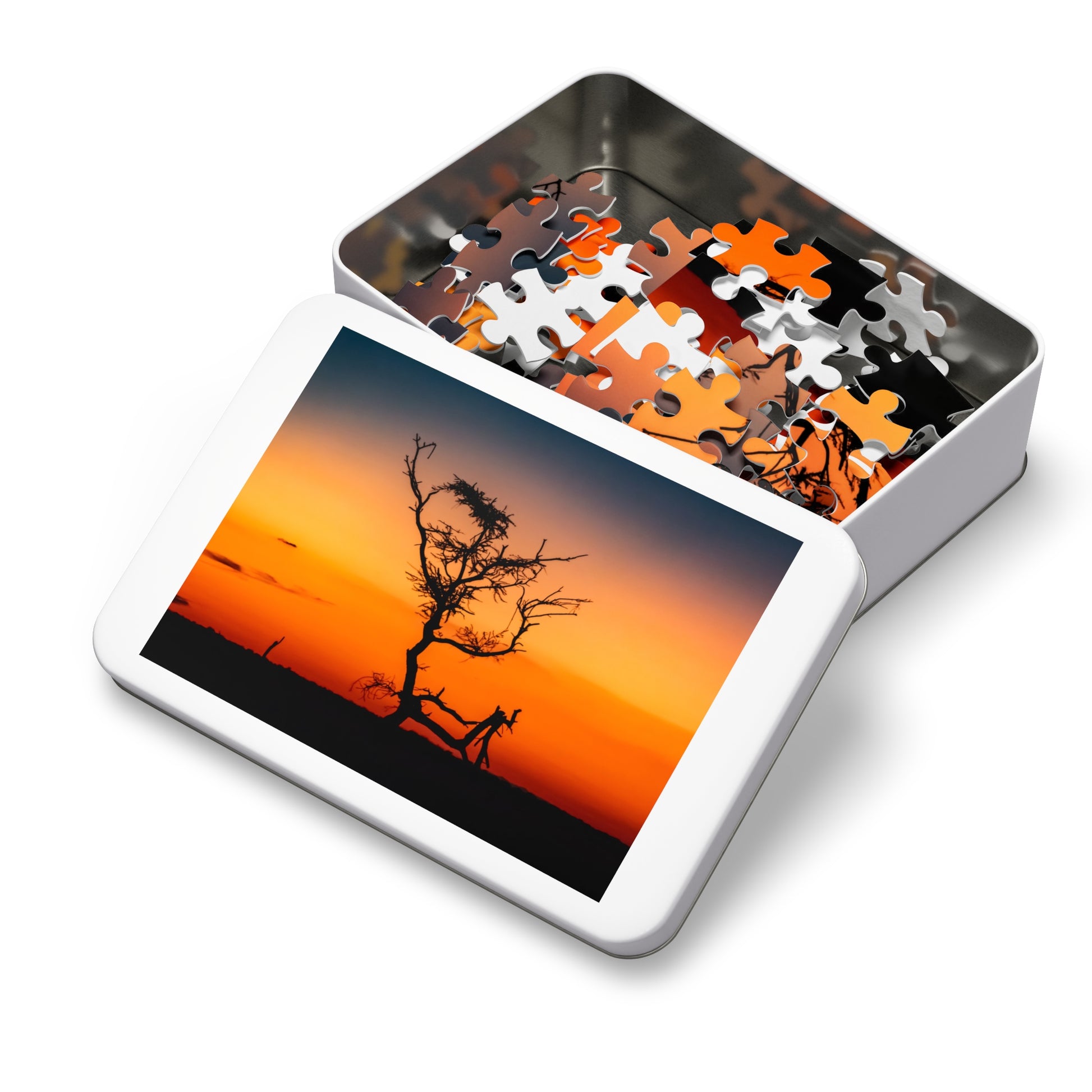 Kalahari Sunset Jigsaw Puzzle with Tin