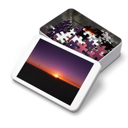 Purple Sunset Jigsaw Puzzle with Tin