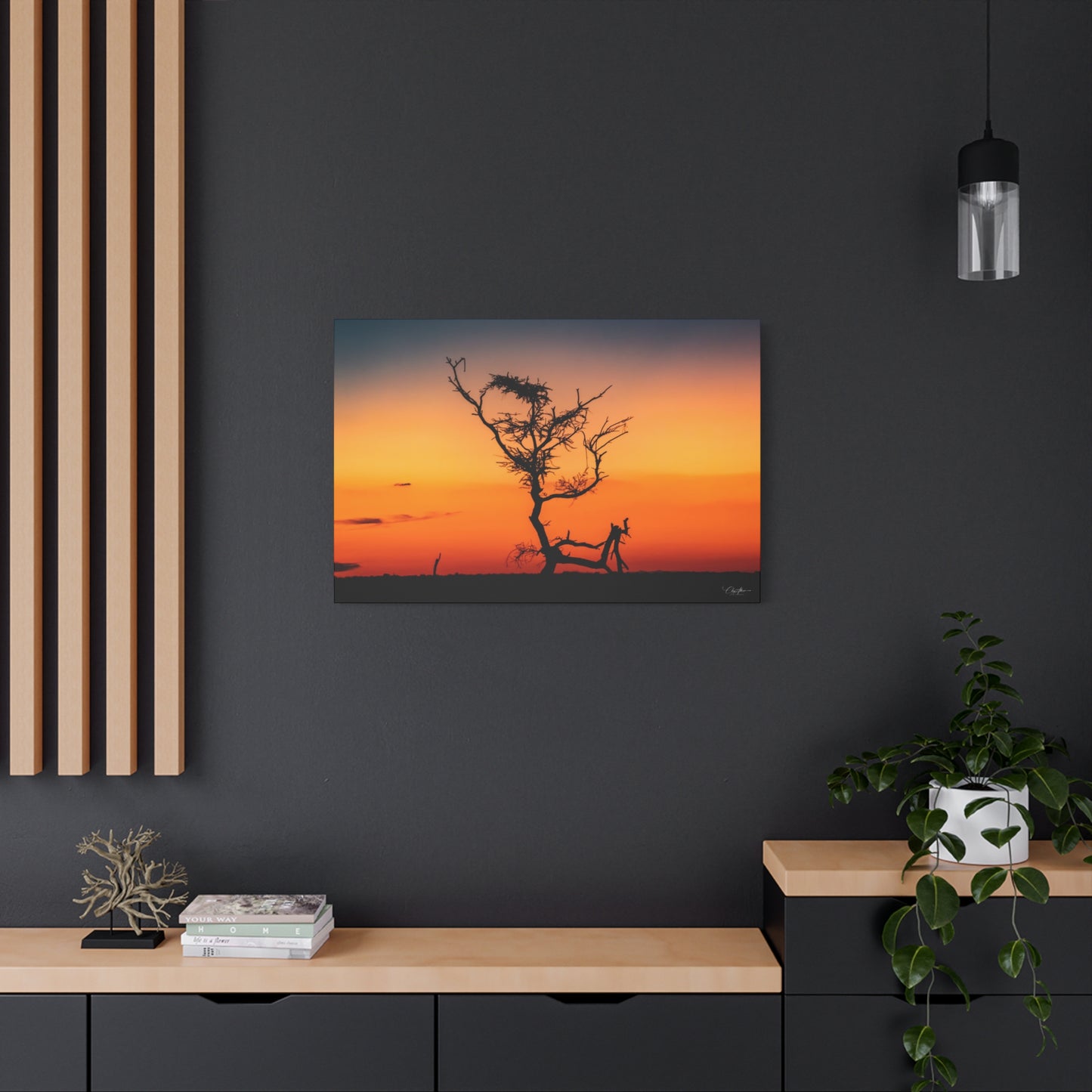 Matte Canvas, Stretched, 1.25" - Sunset over the Kalahari