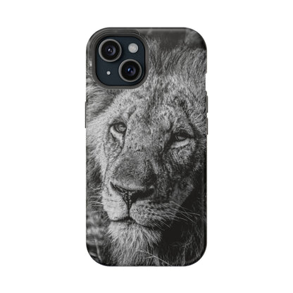 Magsafe® Compatible Tough Cases - Old Lion B&W iPhone 15 Matte