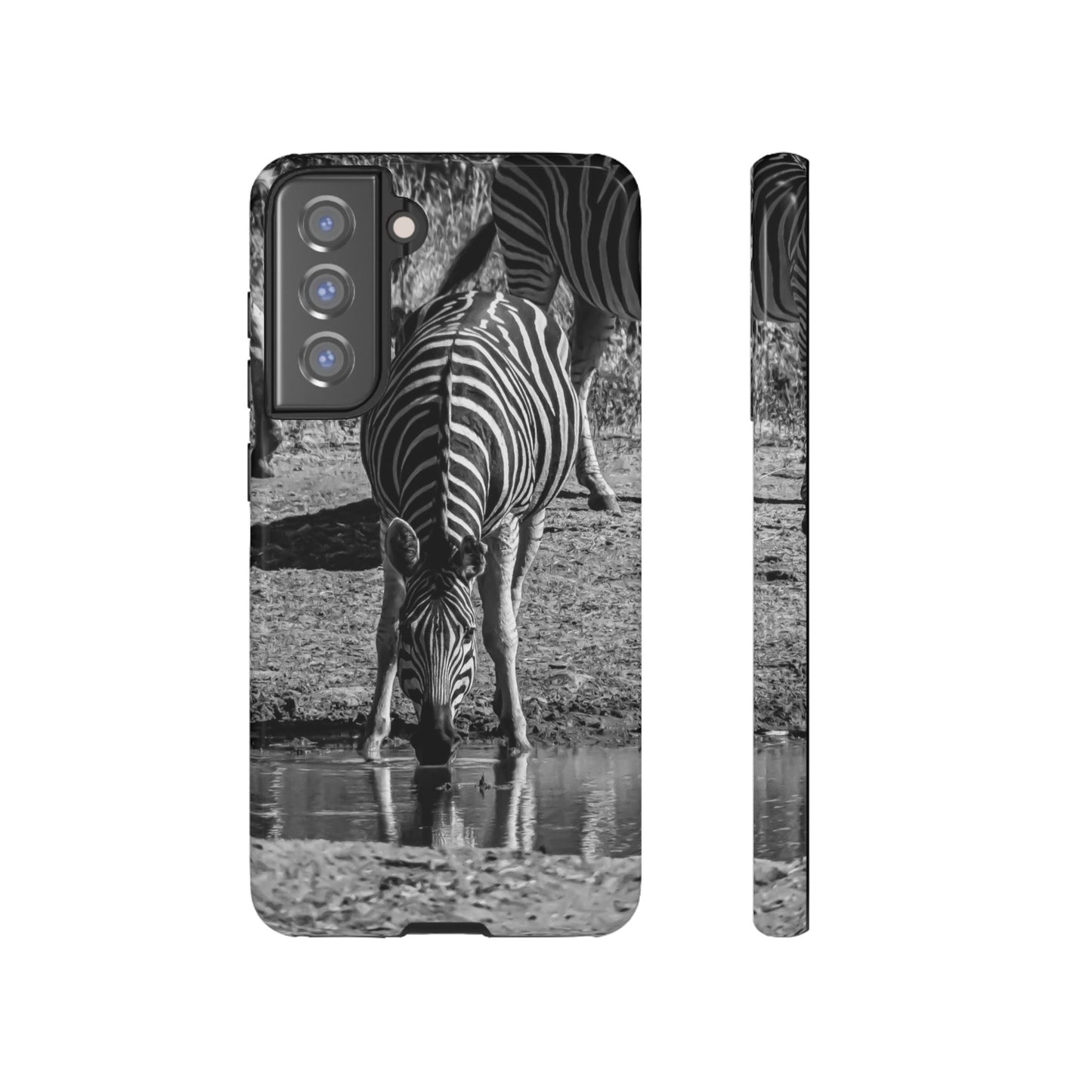 Tough Case - Zebra Drinking B&W Samsung Galaxy S21 FE Glossy