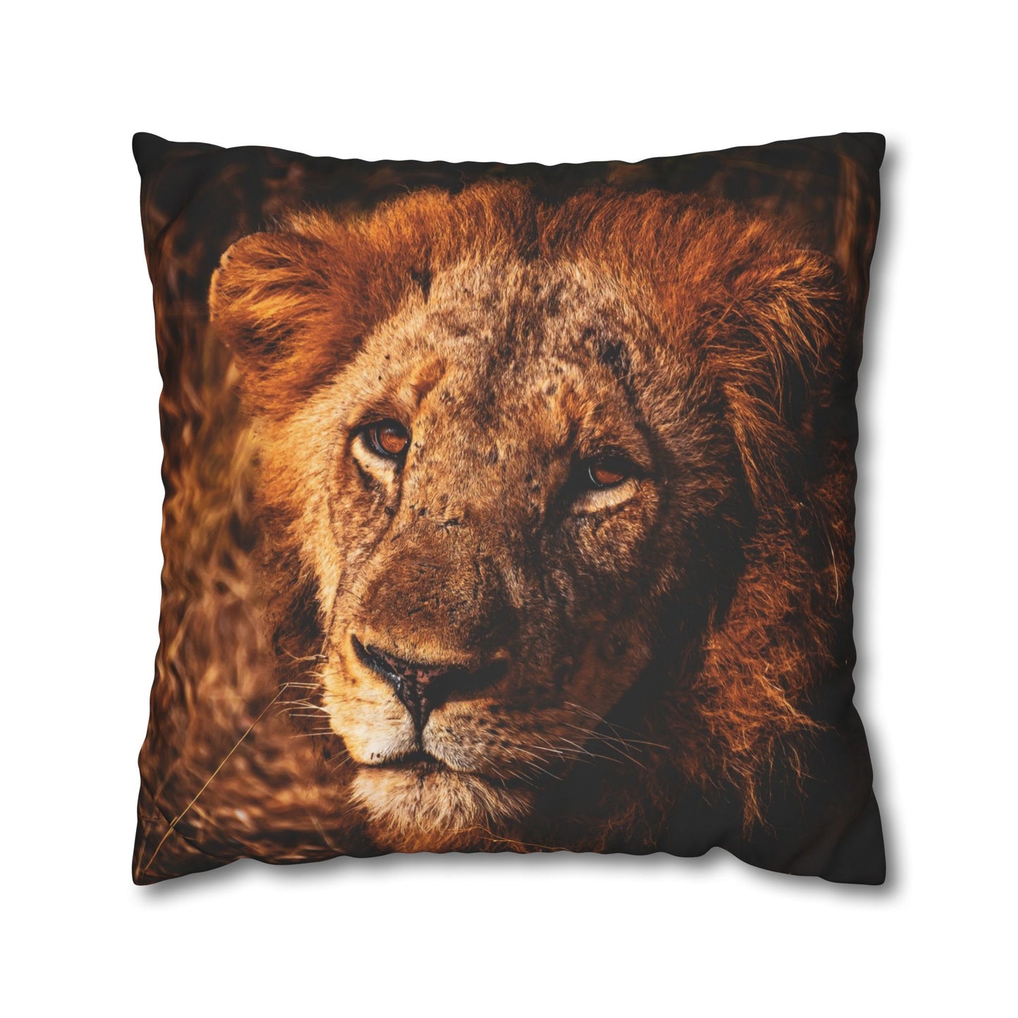 Poly Canvas Pillowcase - Old Lion 24" × 24"