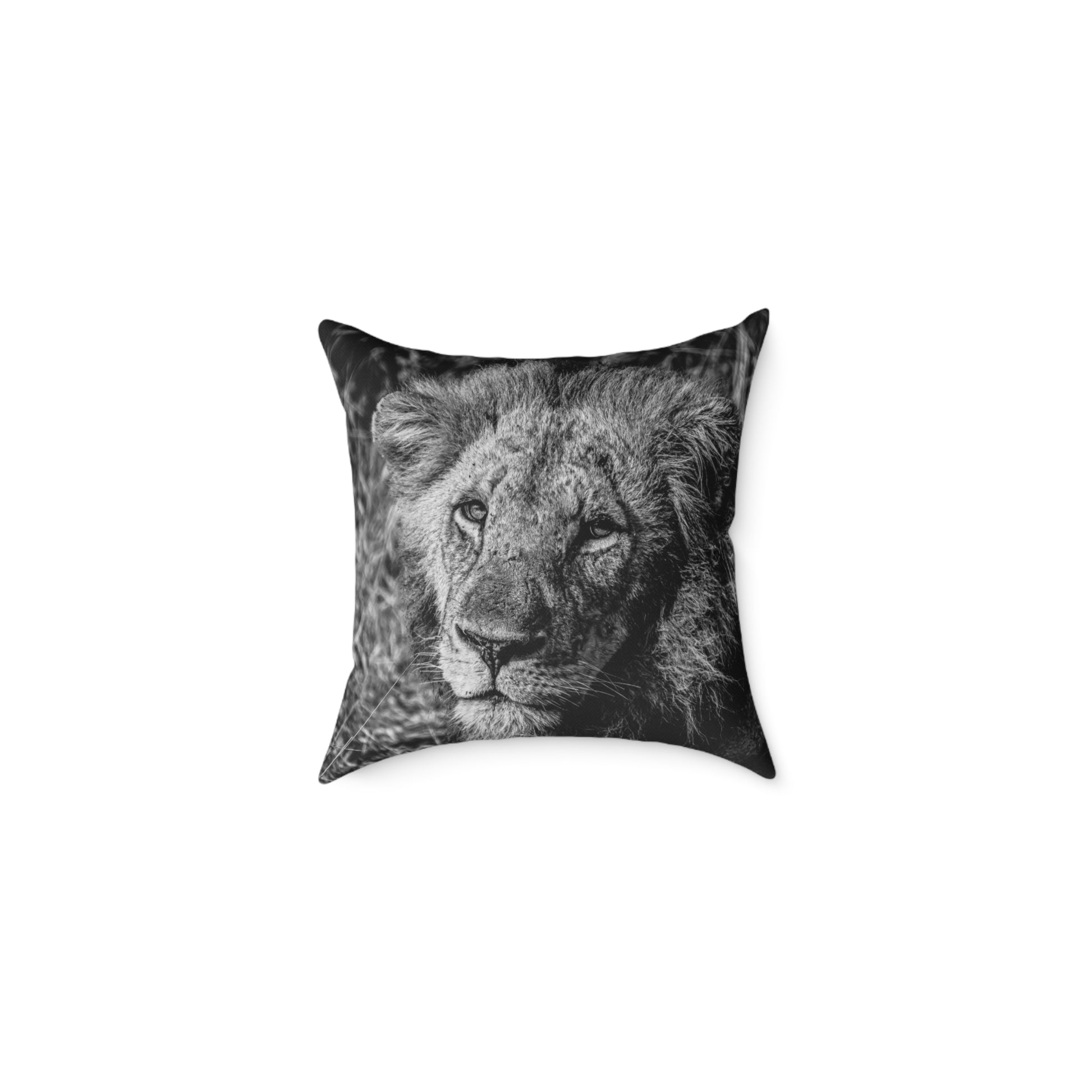 Old Lion Pillow B&W 16" × 16"