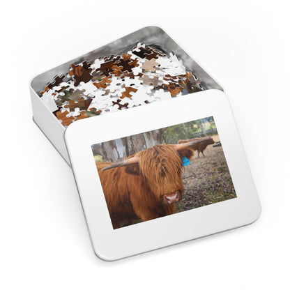 Scottish Highland Cattle Puzzle with Tin 30" × 20" (1000 pcs)