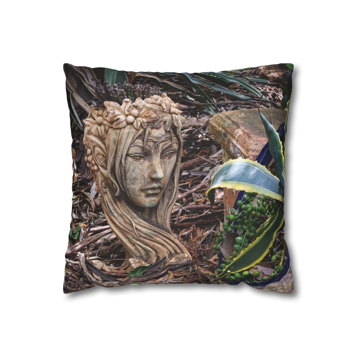 Poly Canvas Pillowcase - Elven Garden 16" × 16"