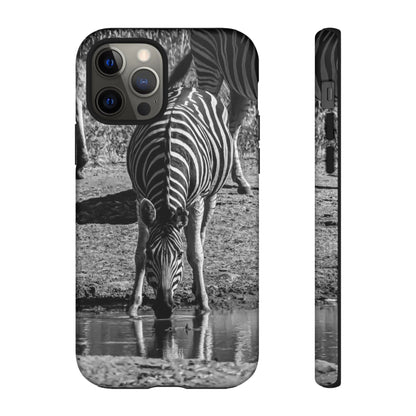 Tough Case - Zebra Drinking B&W iPhone 12 Pro Matte