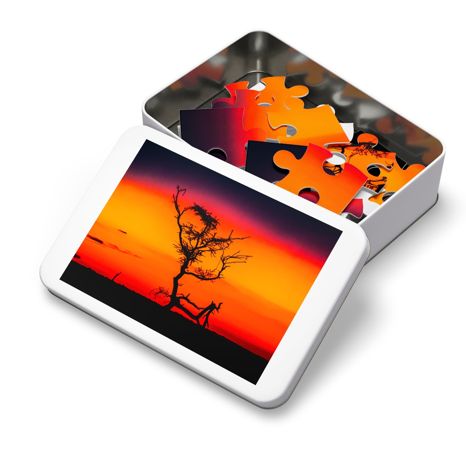 Kalahari Sunset Jigsaw Puzzle with Tin