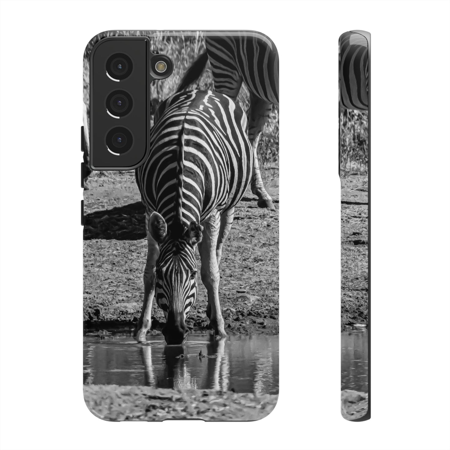 Tough Case - Zebra Drinking B&W Samsung Galaxy S22 Glossy