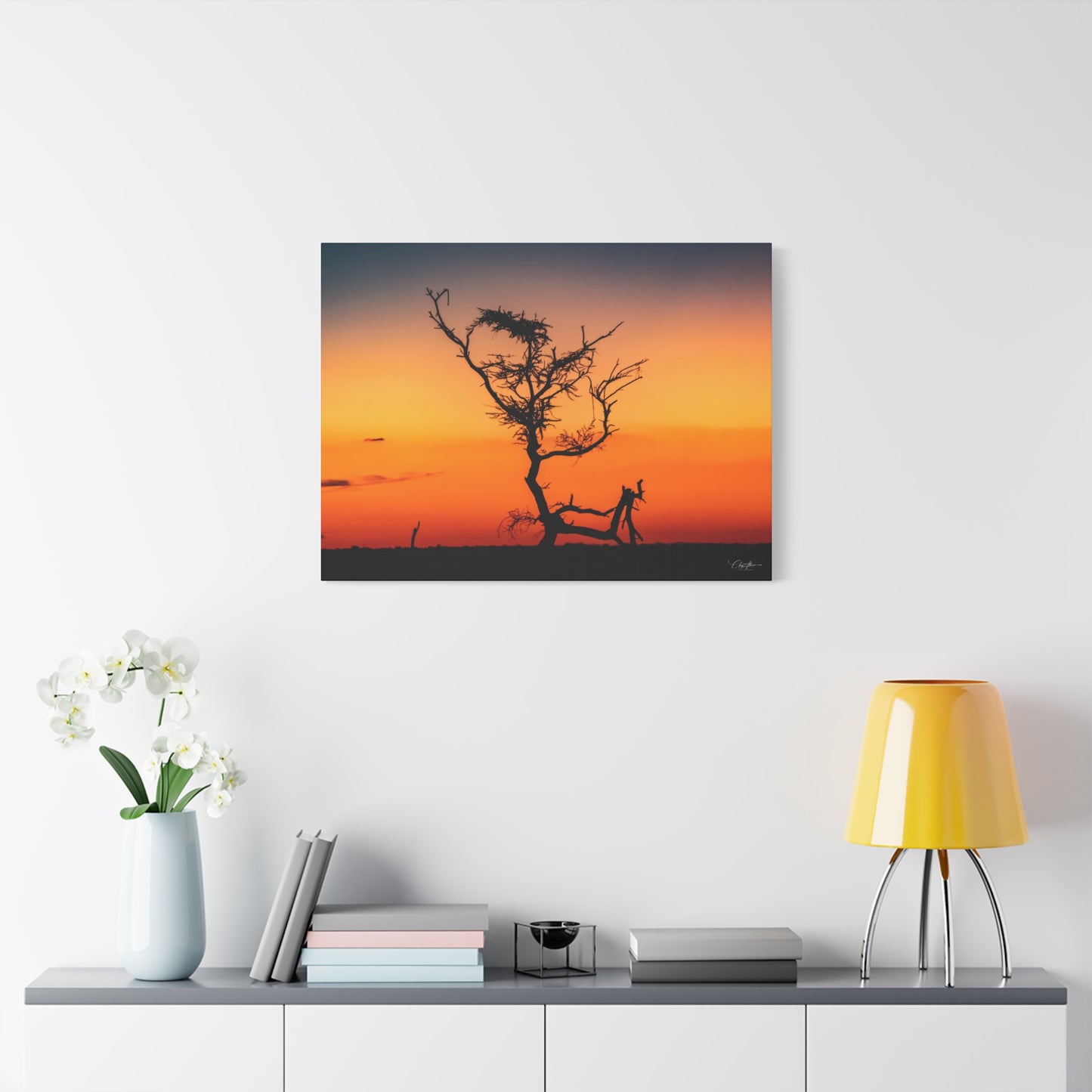 Matte Canvas, Stretched, 1.25" - Sunset over the Kalahari