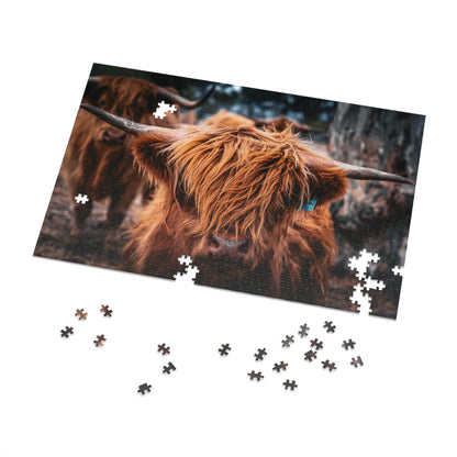 Scottish Highland Cattle Puzzle with Tin