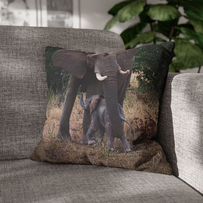 Poly Canvas Pillowcase - Elephant and Calf