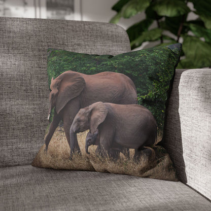 Poly Canvas Pillowcase - Elephant Family