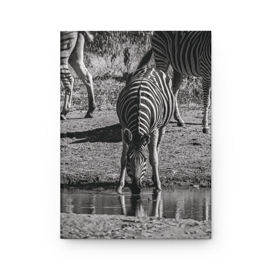 Hardcover Journal Matte - Zebra Drinking B&W Journal