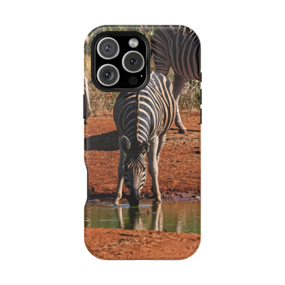 Magsafe® Compatible Tough Cases - Zebra Drinking iPhone 16 Pro Max Matte