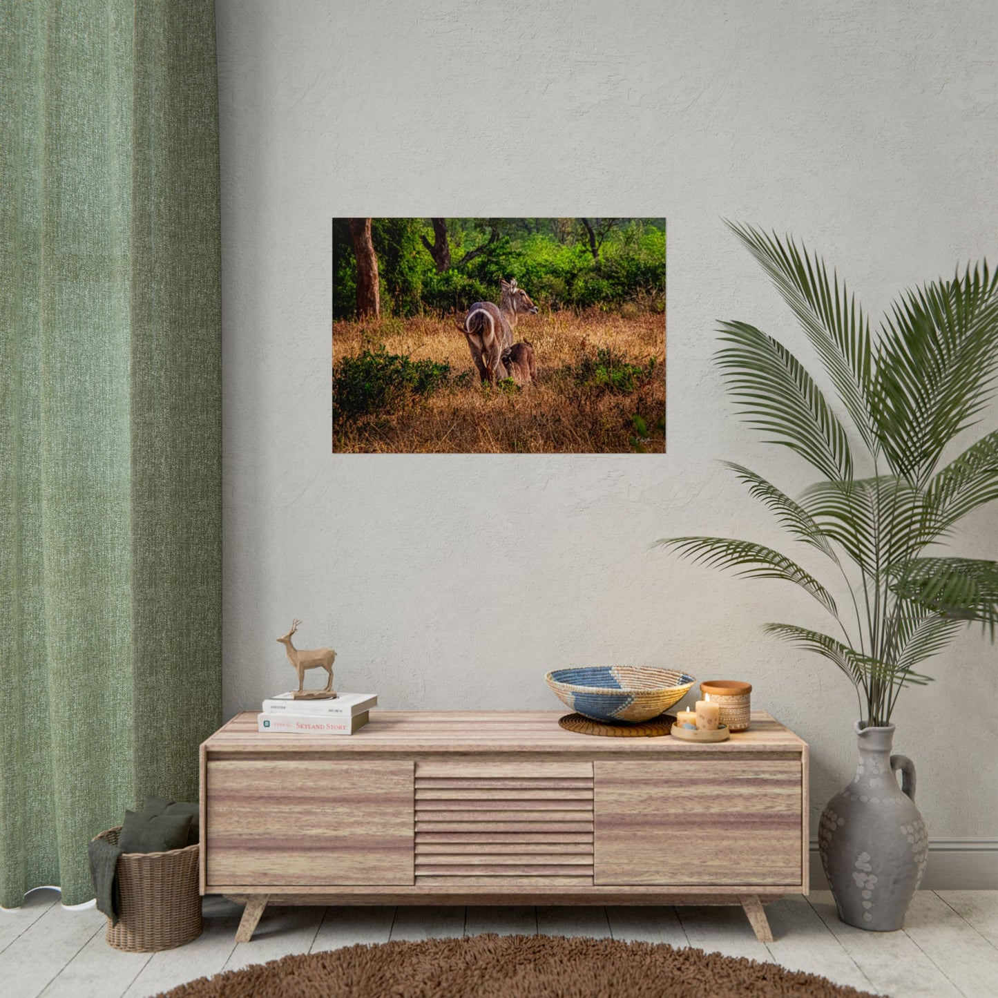 Rolled Posters - Waterbuck and Baby 33.1" x 23.4" (Horizontal) Semi Glossy