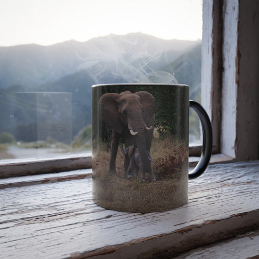 Colour Morphing Mug, 11oz - Elephant and Baby