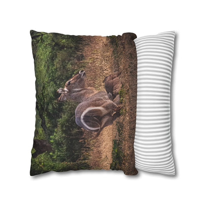 Poly Canvas Pillowcase - Waterbuck and Baby