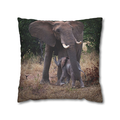 Poly Canvas Pillowcase - Elephant and Calf