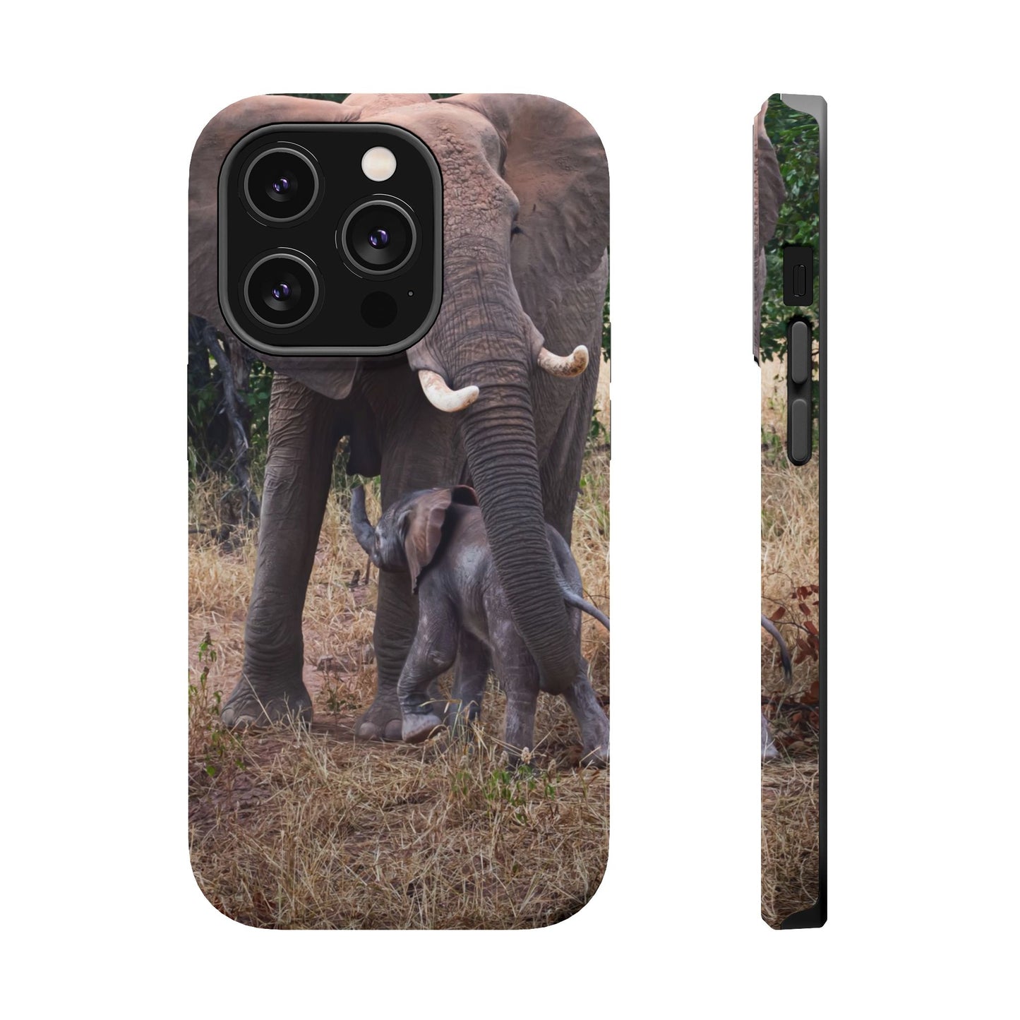 Magsafe® Compatible Tough Cases - Elephant and Baby iPhone 14 Pro Matte