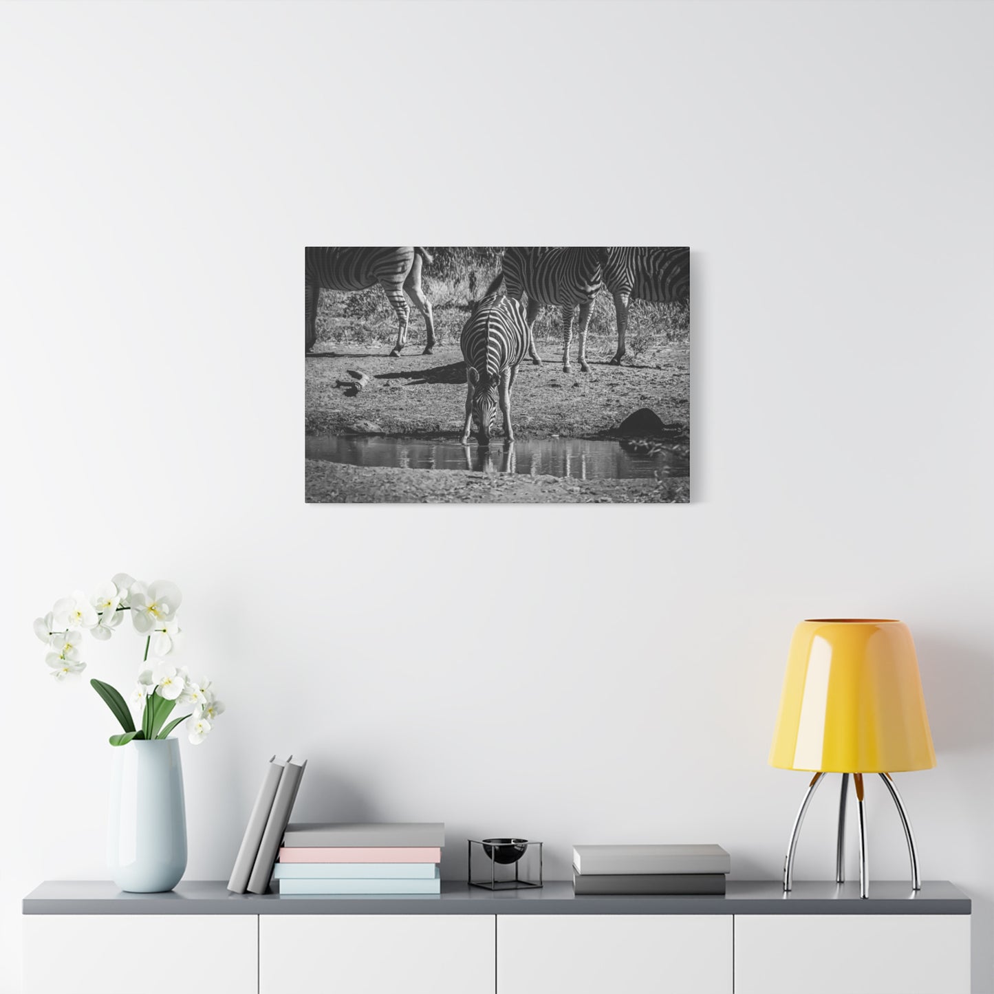 Zebra Nature Print Canvas Print B&W