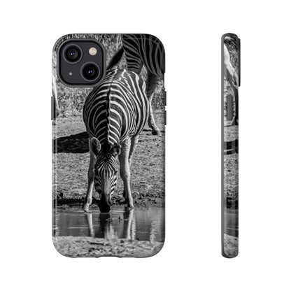 Tough Case - Zebra Drinking B&W iPhone 14 Plus Glossy