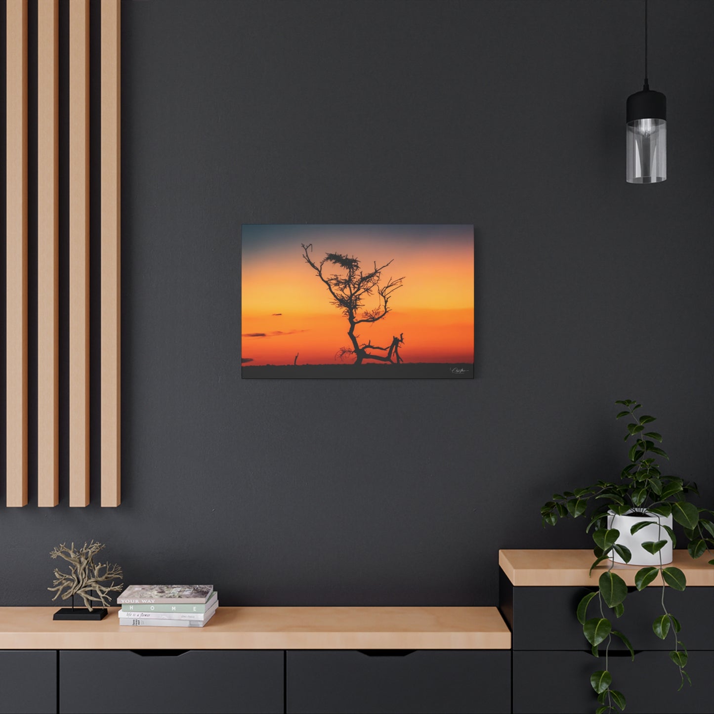 Matte Canvas, Stretched, 1.25" - Sunset over the Kalahari