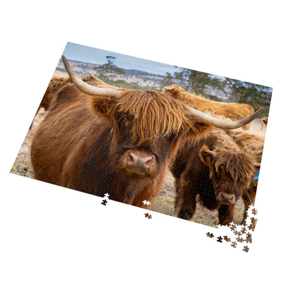 Scottish Highland Cattle Puzzle with Tin