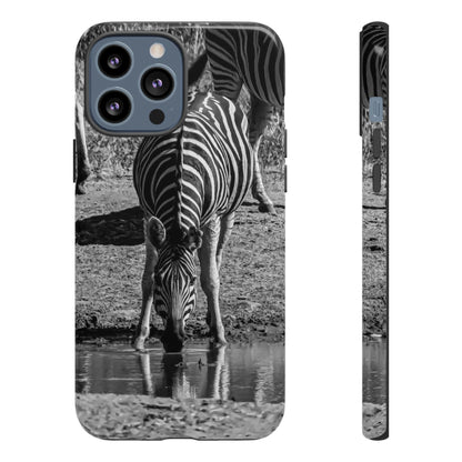 Tough Case - Zebra Drinking B&W iPhone 13 Pro Max Glossy