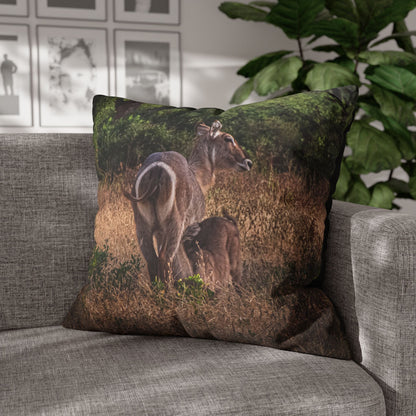 Poly Canvas Pillowcase - Waterbuck and Baby