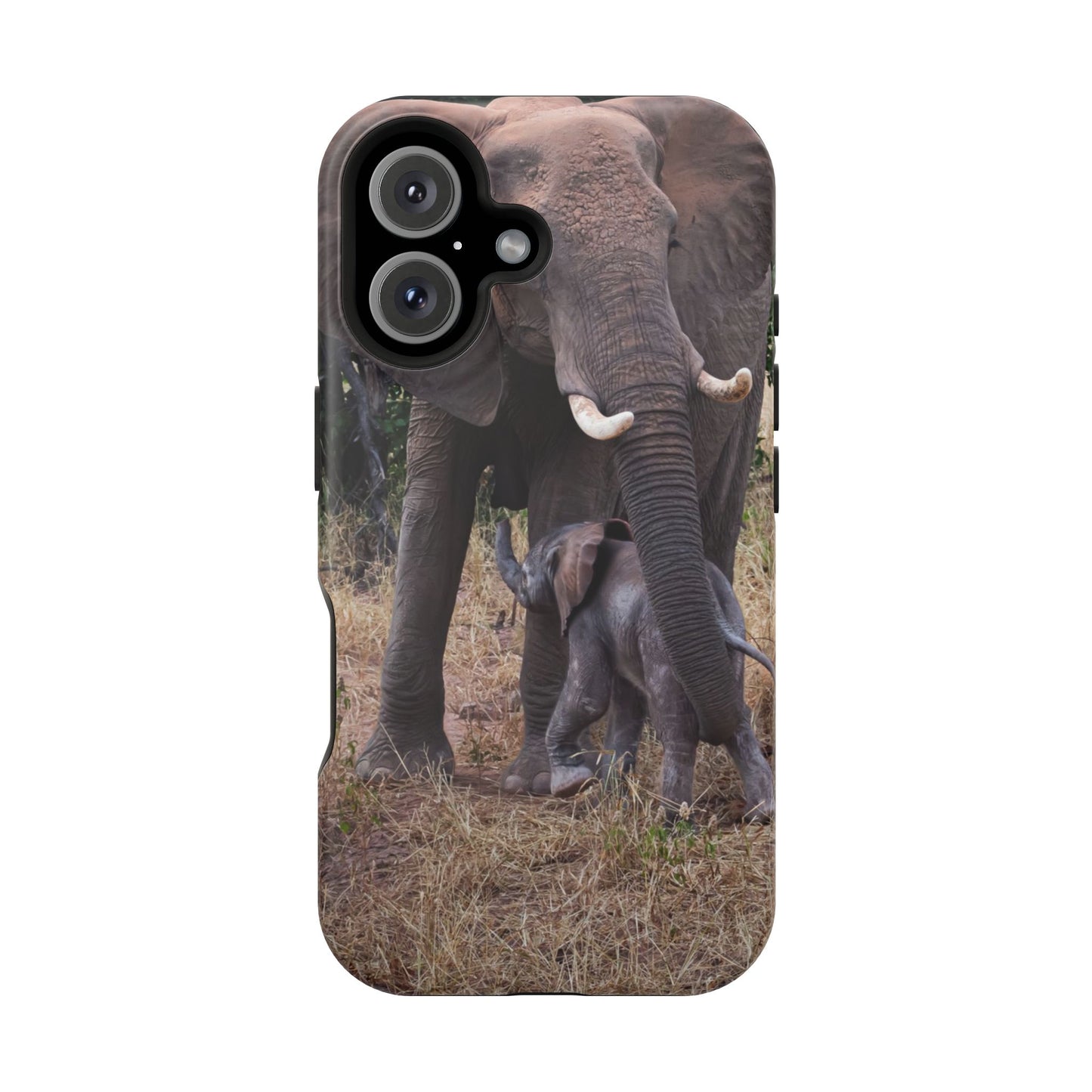 Magsafe® Compatible Tough Cases - Elephant and Baby iPhone 16 Matte