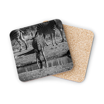 Drinking Zebra Coasters B&W Square 3.7" x 3.7" 1pc