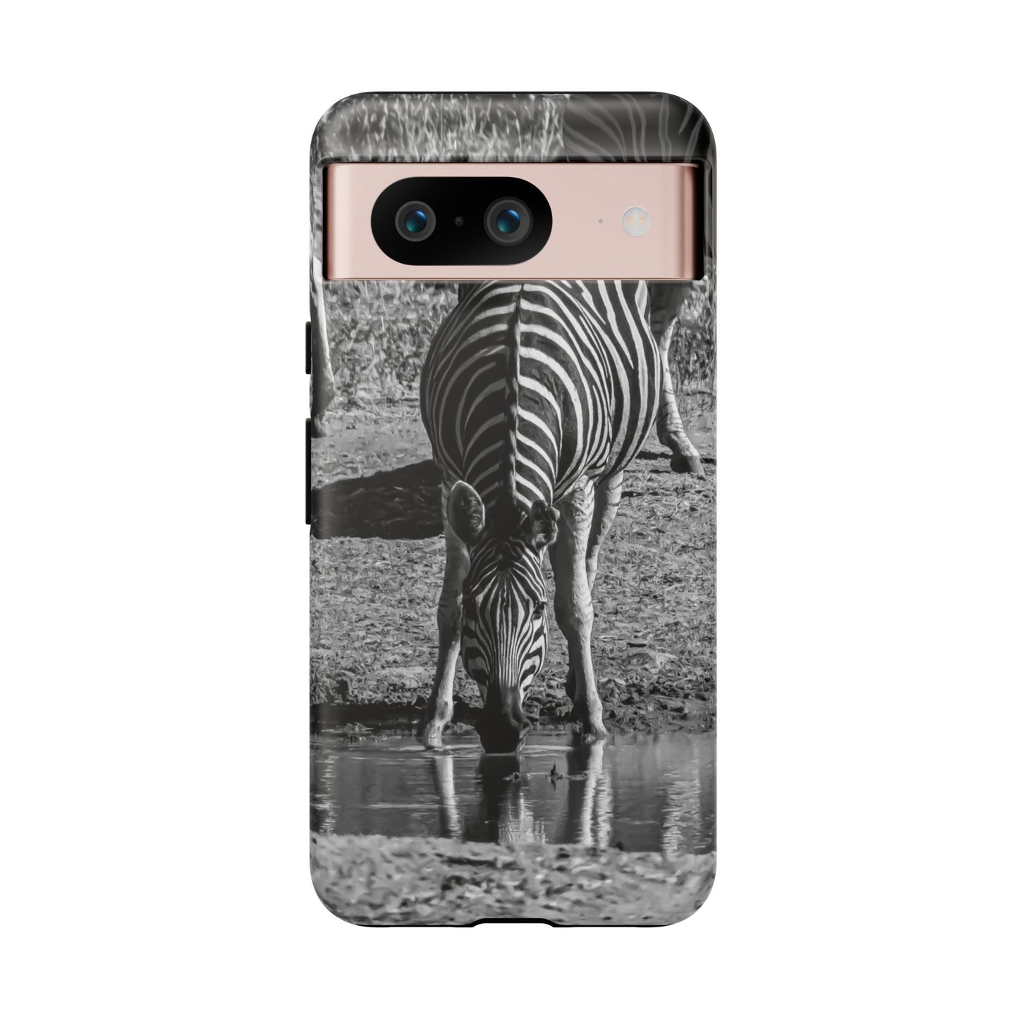 Tough Case - Zebra Drinking B&W Google Pixel 8 Matte