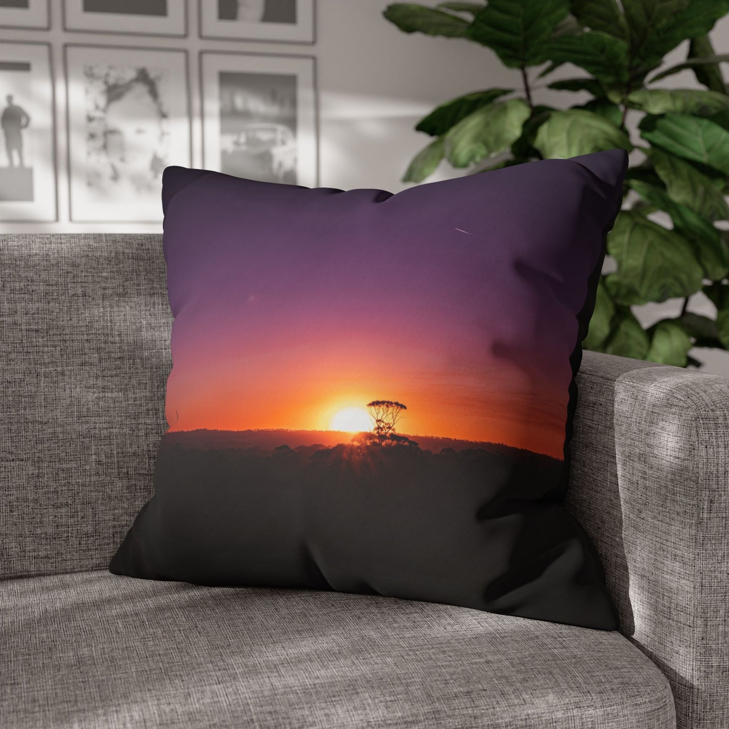 Poly Canvas Pillowcase - Purple Sunset