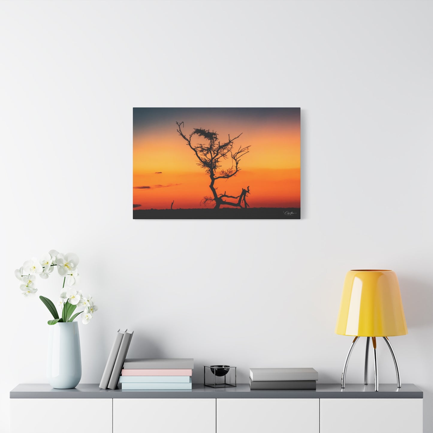 Matte Canvas, Stretched, 1.25" - Sunset over the Kalahari