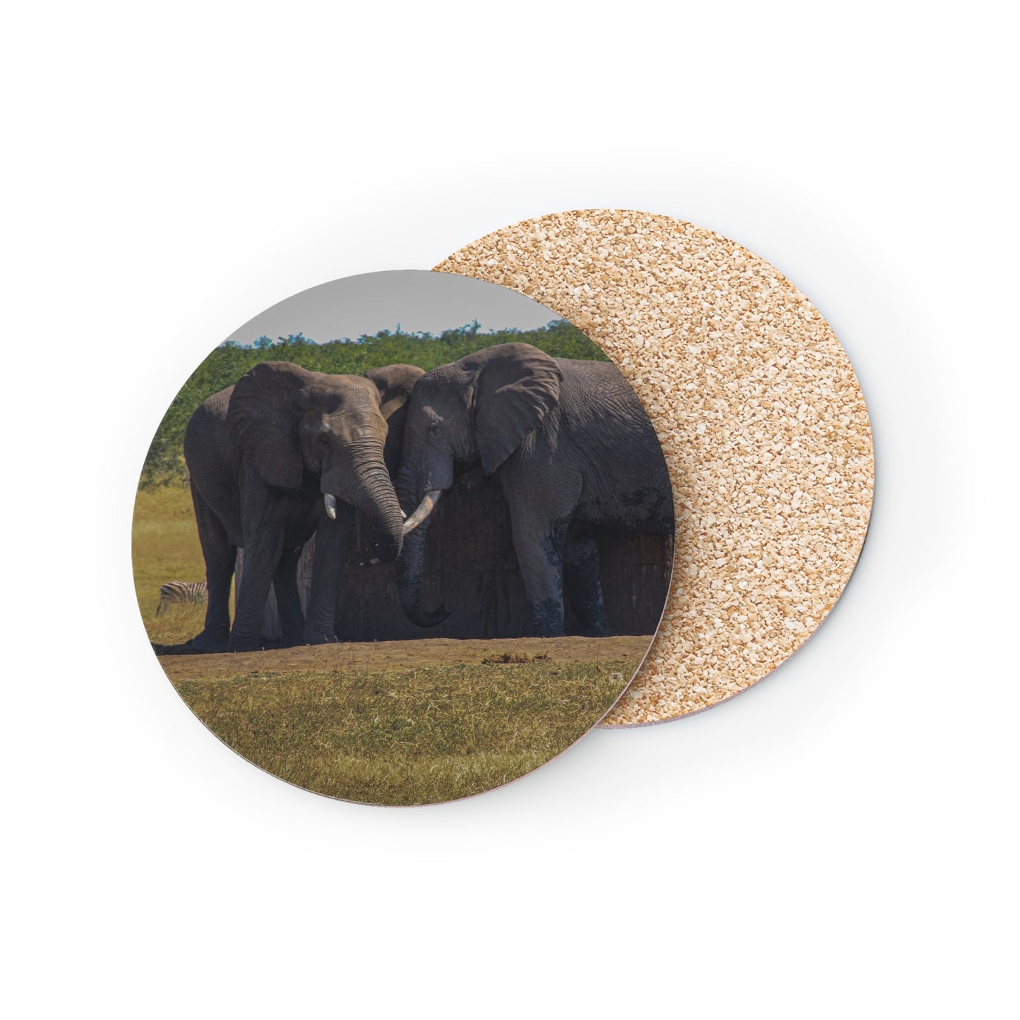 Friendly Elephants Coaster Round 3.7" x 3.7" 1pc