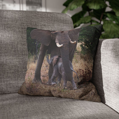 Poly Canvas Pillowcase - Elephant and Calf