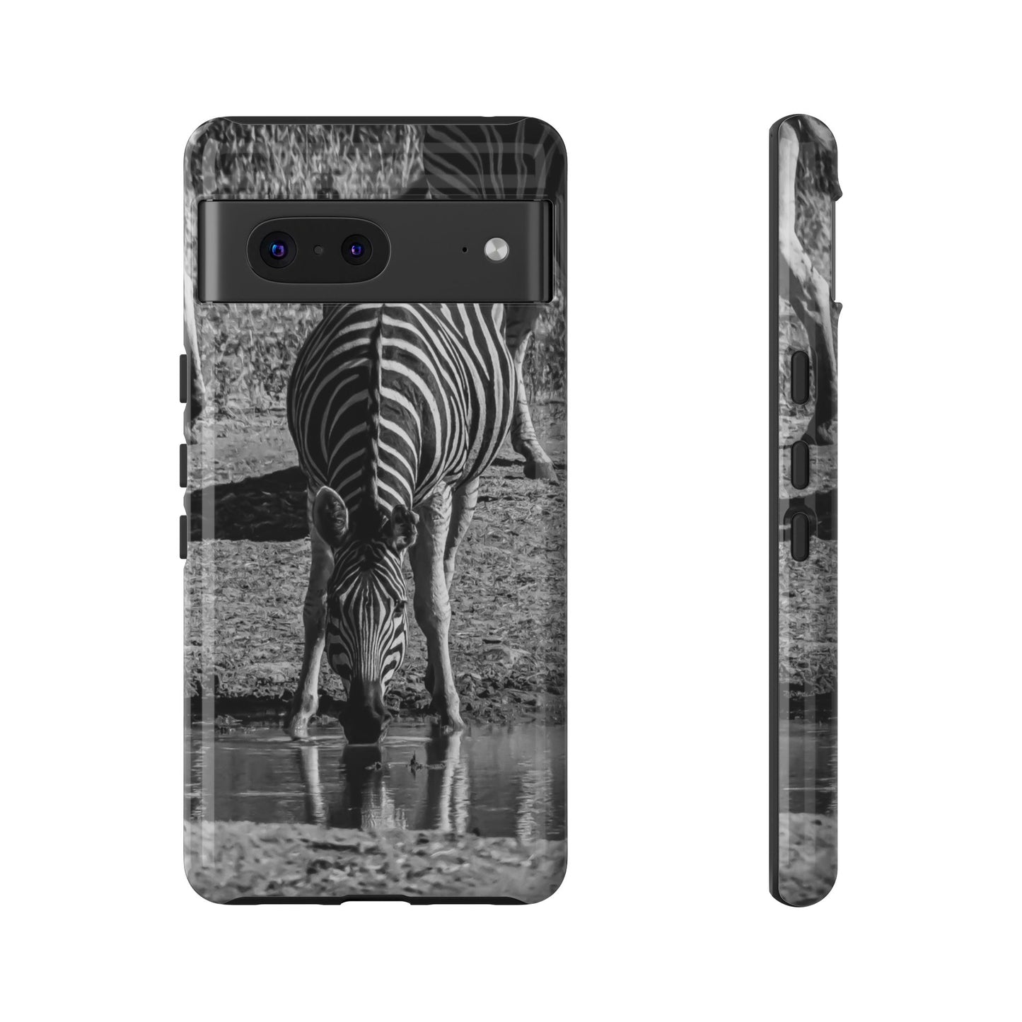 Tough Case - Zebra Drinking B&W Google Pixel 7 Glossy