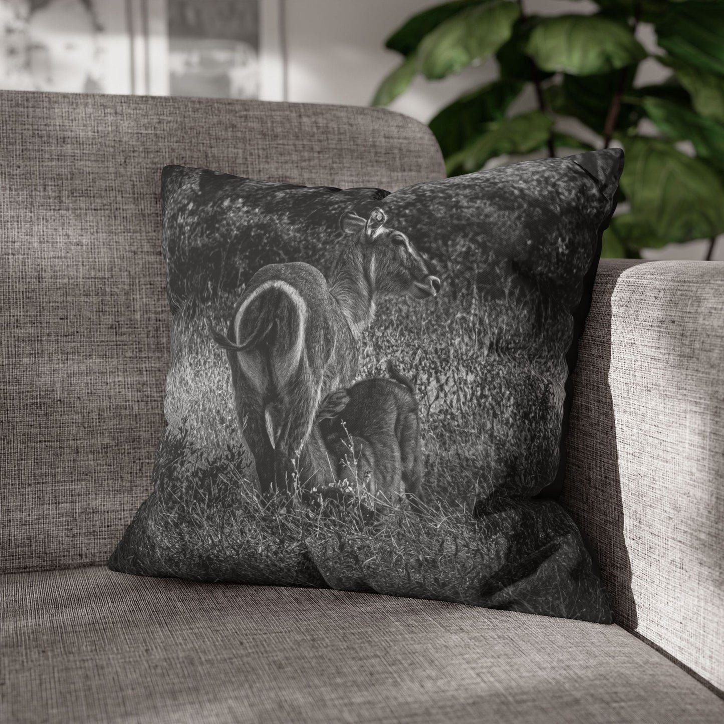 Waterbuck Baby Animal Pillowcase B&W