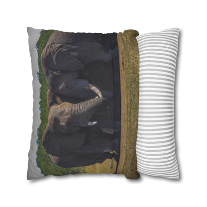 Poly Canvas Pillowcase - Elephant Friends