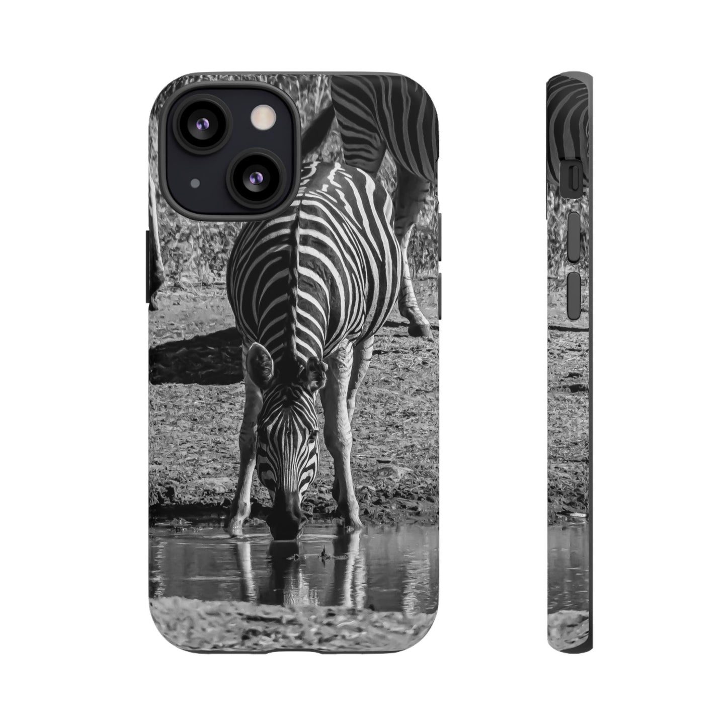 Tough Case - Zebra Drinking B&W iPhone 13 Mini Matte