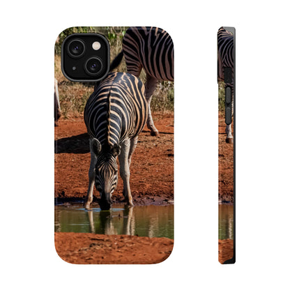 Magsafe® Compatible Tough Cases - Zebra Drinking iPhone 14 Plus Glossy