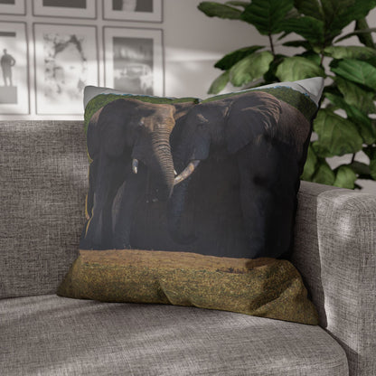 Poly Canvas Pillowcase - Elephant Friends