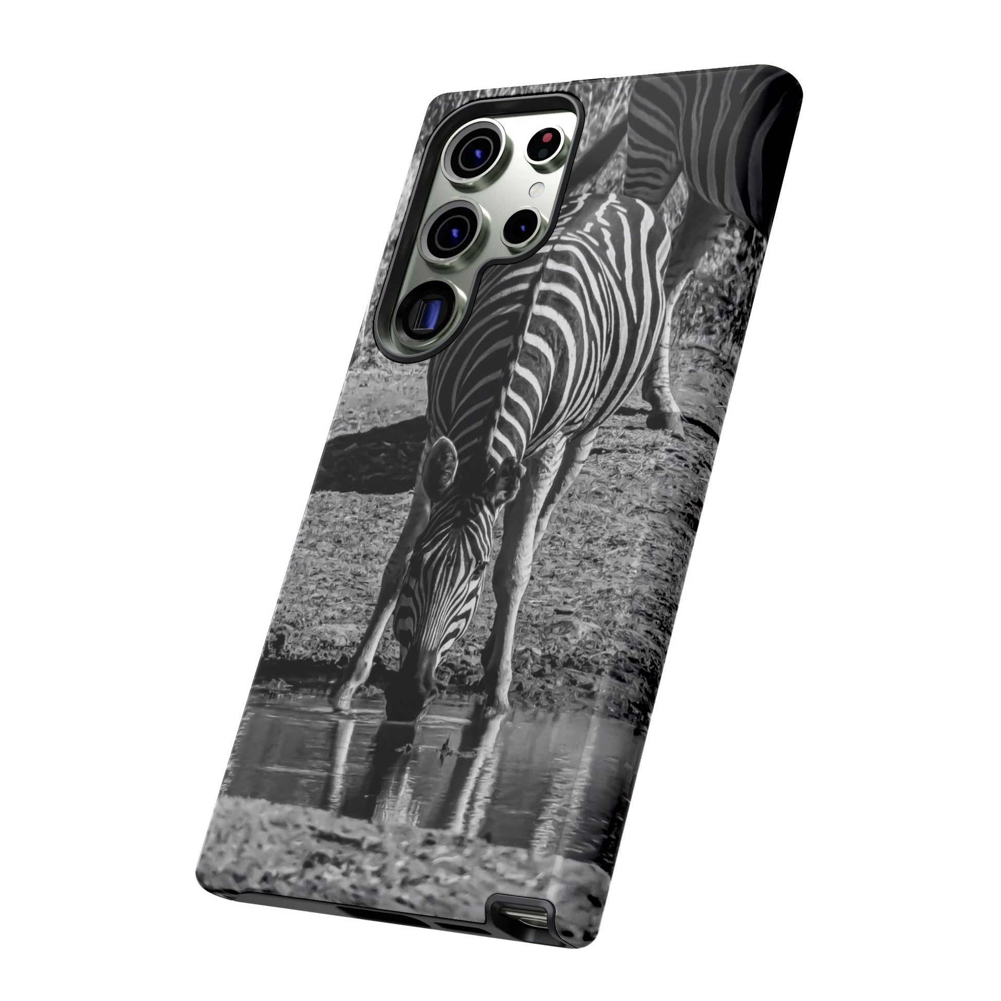 Tough Case - Zebra Drinking B&W