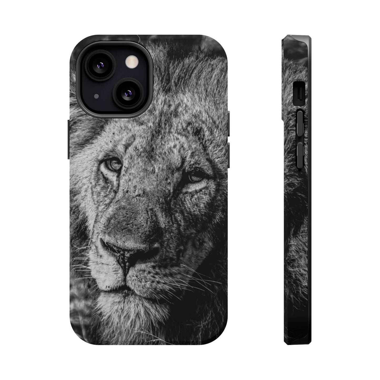 Magsafe® Compatible Tough Cases - Old Lion B&W iPhone 13 Mini Matte