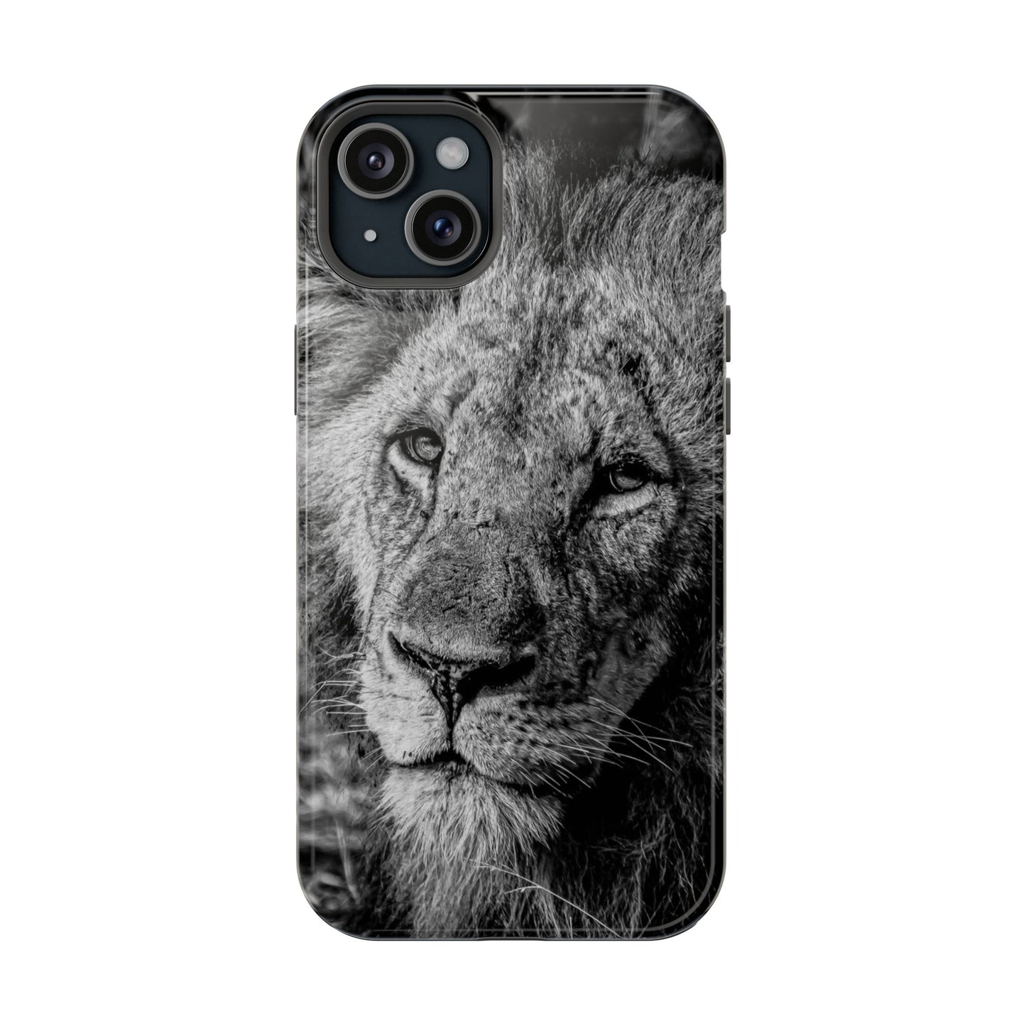 Magsafe® Compatible Tough Cases - Old Lion B&W iPhone 15 Plus Glossy