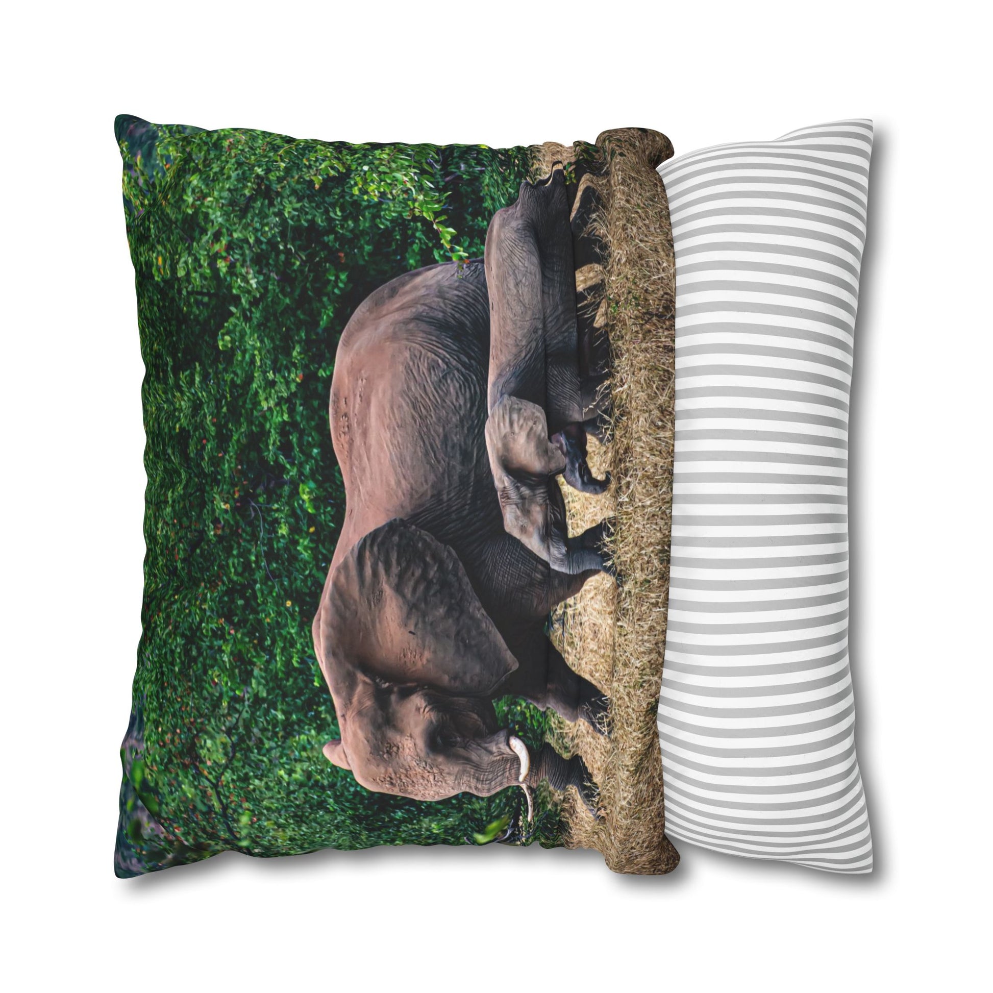 Poly Canvas Pillowcase - Elephant Family