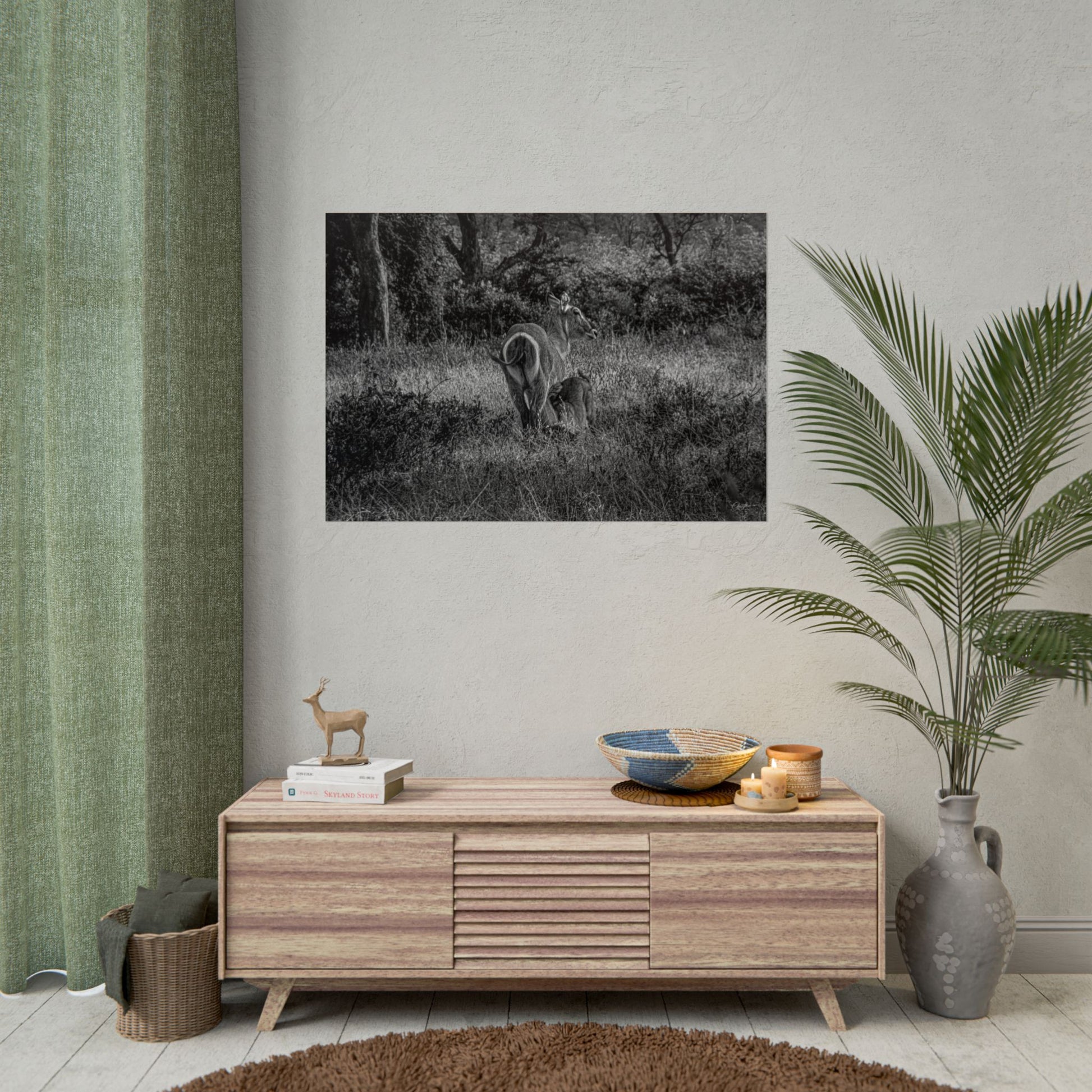 Waterbuck Baby Animal Posters B&W