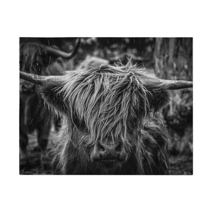 Scottish Highland Cattle Puzzle with Tin B&W 10" × 8" (30 pcs)