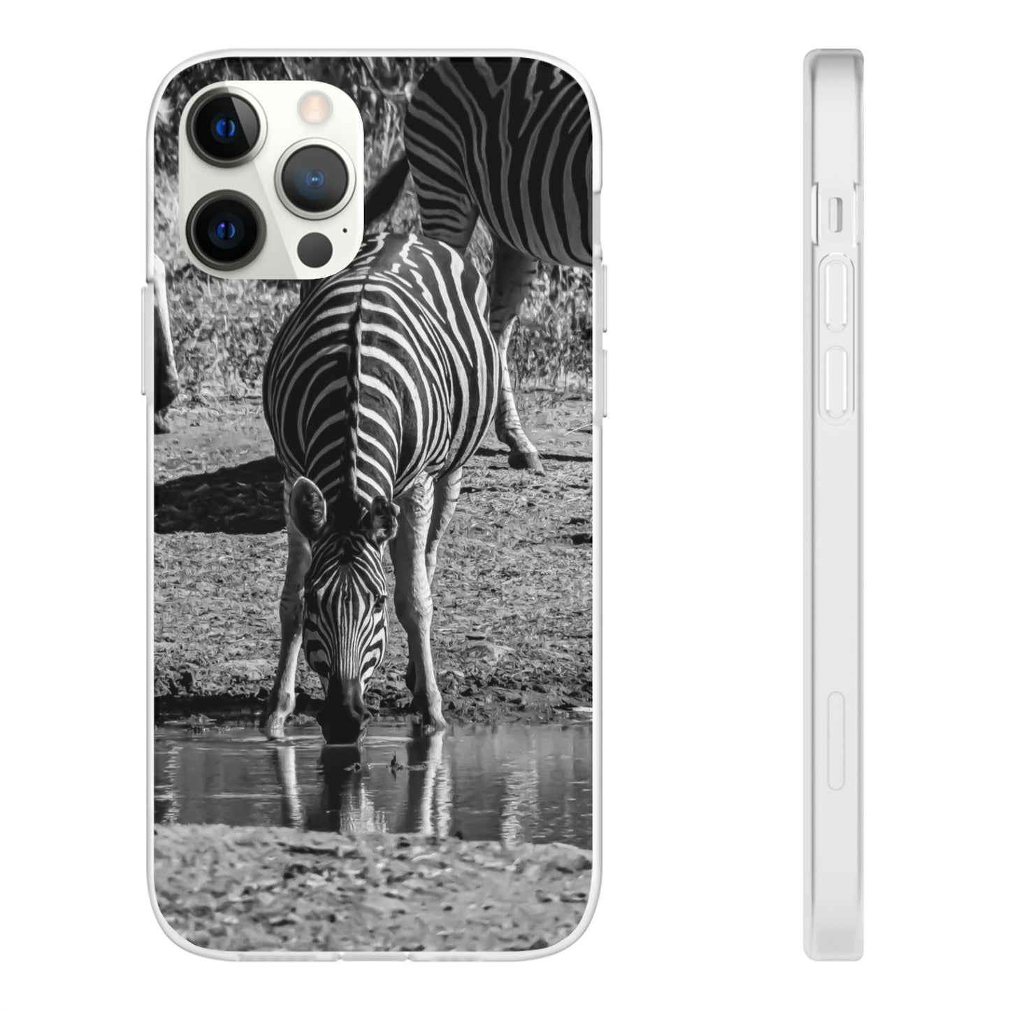 Flexible Zebra Phone Case B&W iPhone 12 Pro with gift packaging